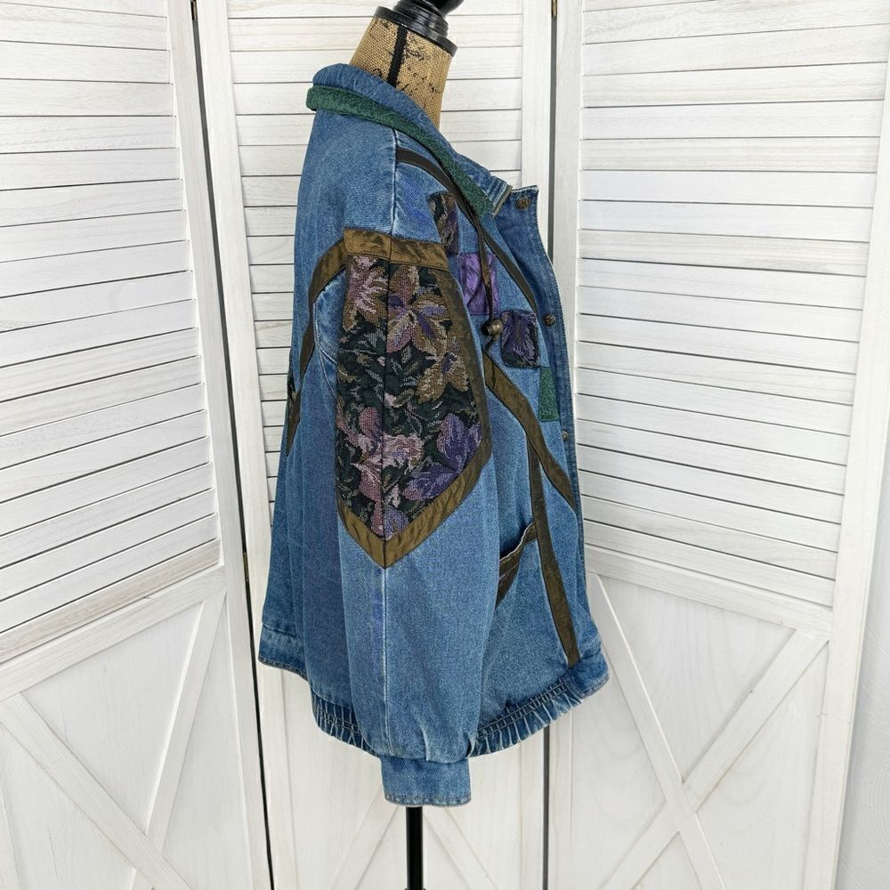 Current Seen Vintage 80s Patchwork Denim Coat Blu… - image 3